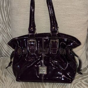 Dooney & Bourke Chiara Plum Patent Leather Satchel Bag